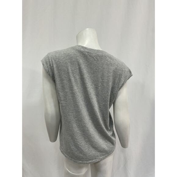 Frame 'Le' Grey Cotton Mid Rise V-Neck Tee Size S - Picture 3 of 5